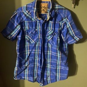 Red camel short sleeve button up